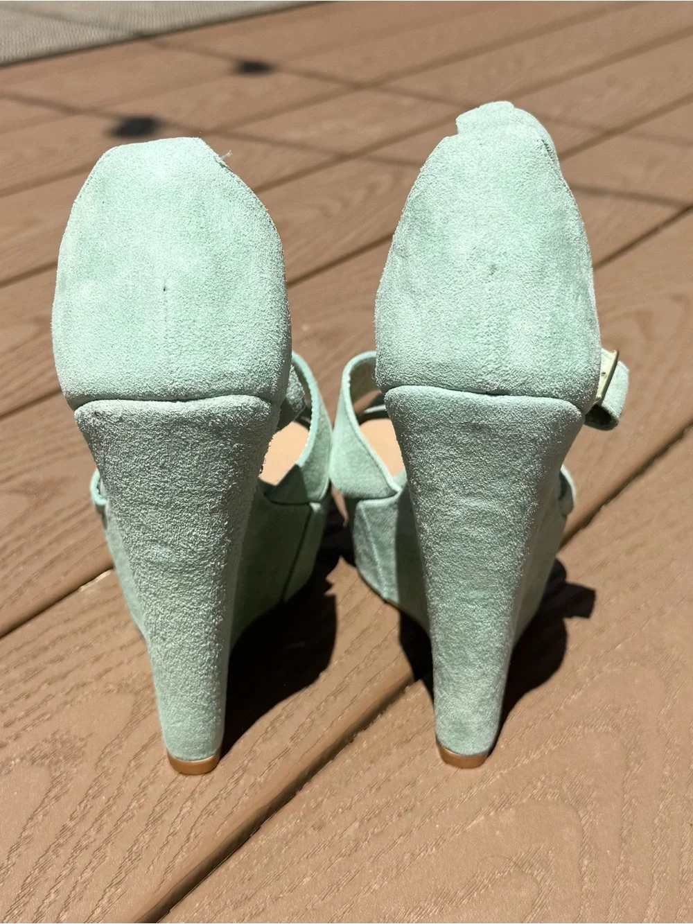 Steve Madden Vintage Mint Green Suede Wedge Heels